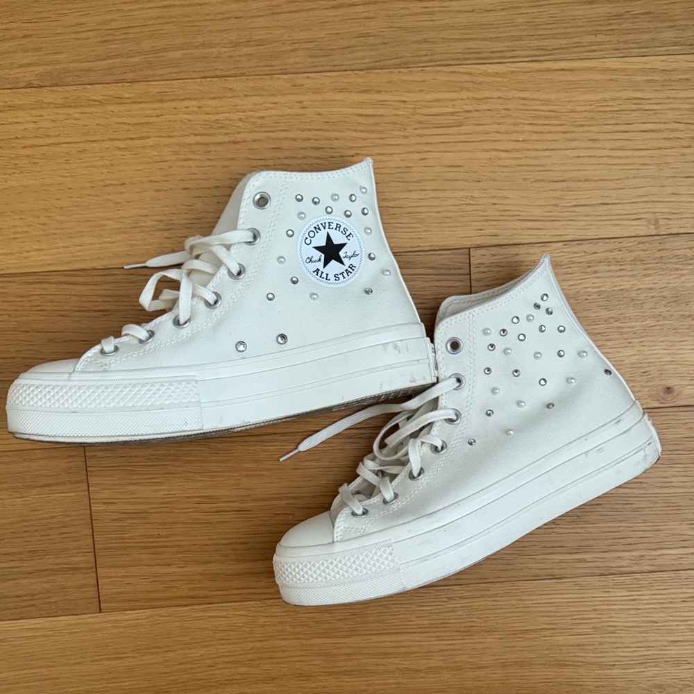 Studded Converse Women's White High-Top Sneakers
